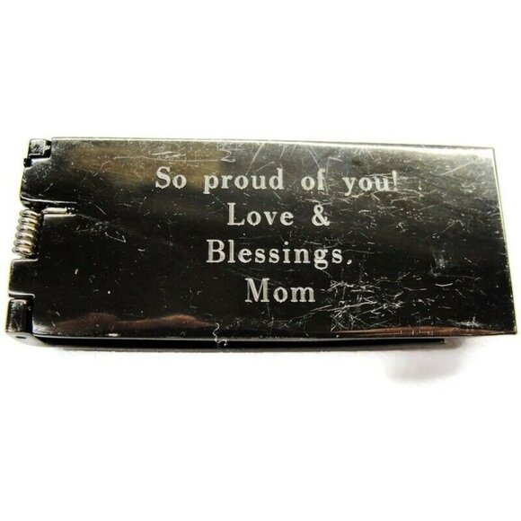 "MEL" Initial Engraved Money Clip Black Stainless Steel Credit Card Cash ID - Picture 6 of 7